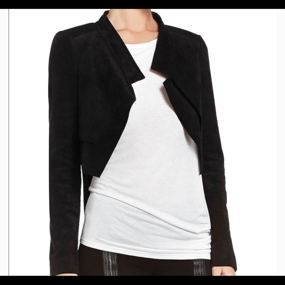 NWT BCBGMaxazria Black Suede Cropped Jacket - Picture 2 of 3